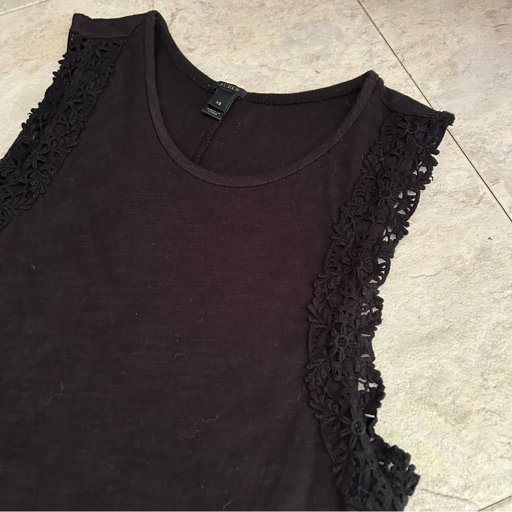 J.Crew black lace edge tank top